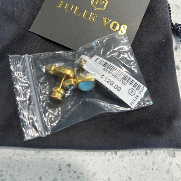 Julie Vos Aquataine Duo Stud Capri Blue earrings - Picture 2 of 3